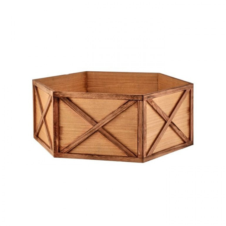 11"H x 26"D Wood Hexagonal Tree Collar