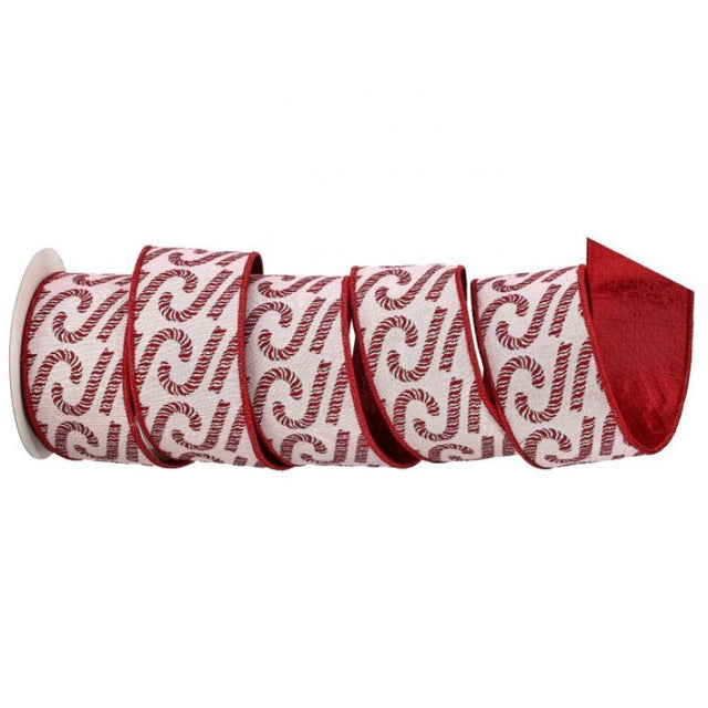 2.5"x5YDS Metallic Dupion Candy Cane Ribbon