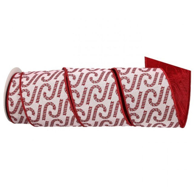 4"x5YDS Metallic Dupion Candy Cane Ribbon