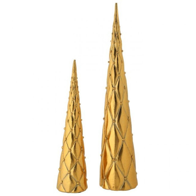14"/20" Gold Resin Harlequin Tree Set/2