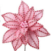 Decorative pink flower with red accents on a white background
