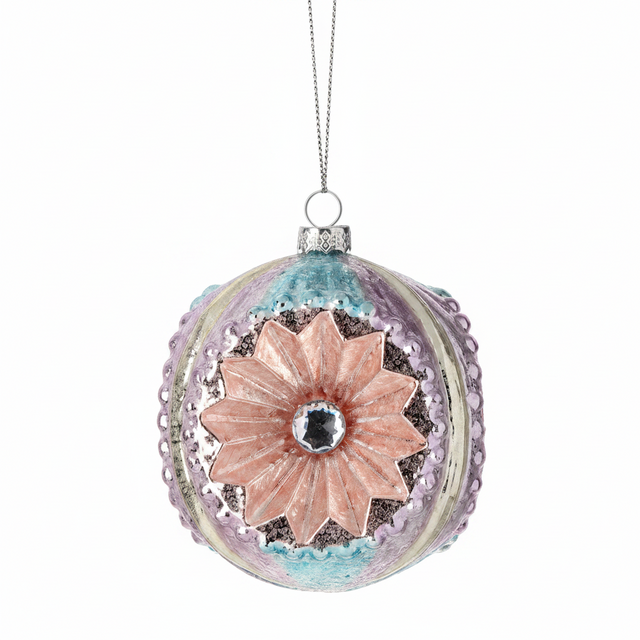 4" Pink and Silver Reflector Ornament