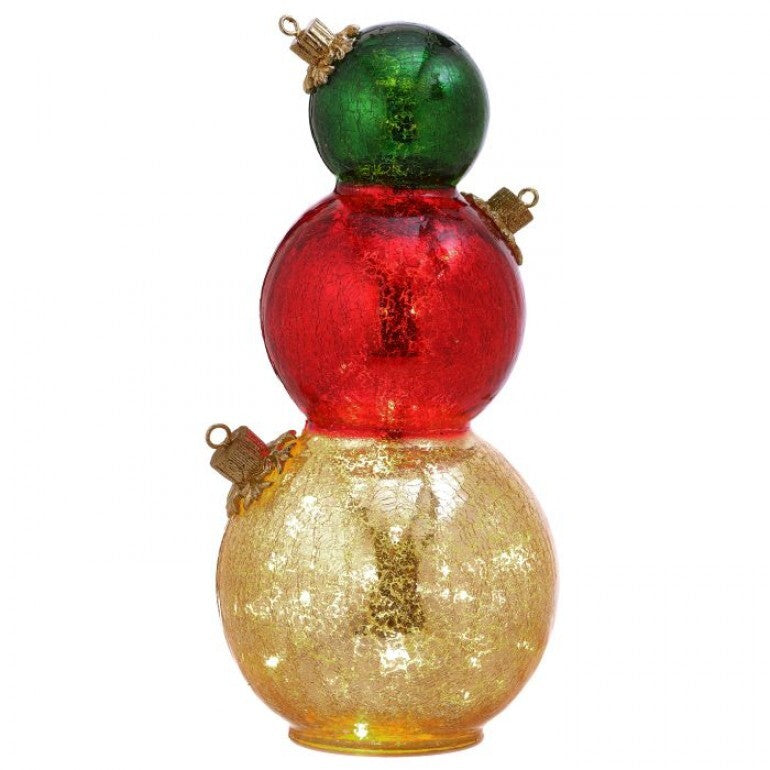 13.5" LED Glass Triple Ornament Topiary | Battery/Timer