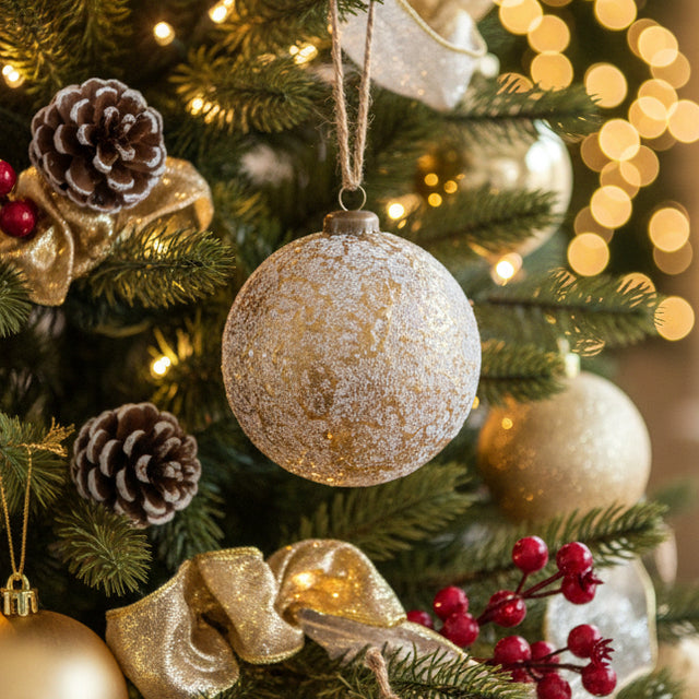 4" Faux Leather Metallic Ball Ornament