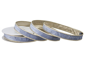 1" x 10 Yards Velvet Pastel Ribbon with Gold Edge | Blue, Pink, Ivory, Mint Green, Lavender