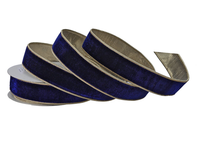 1.5" x 10 Yards Premium Velvet Ribbon with Gold Edge | Available in Black, Burgundy, Green, Red, Royal Blue, White, & Pink