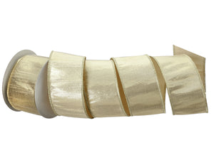 2.5" x 10 Yards Metallic Dupion Ribbon | Champagne or Platinum