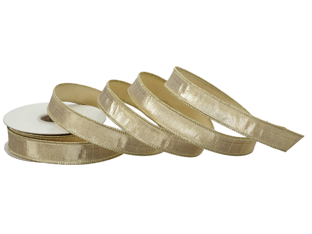 1" x 10 Yards Metallic Dupion Ribbon | Champagne or Platinum