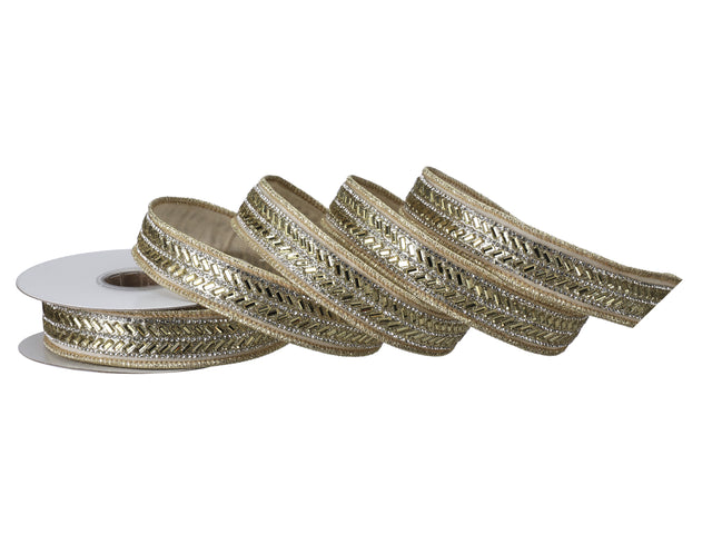 1" x 5YDS Gold Jewel Metallic Ribbon