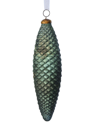 9" Antique Rustic Glass Pine Ornament | Available in Green or Light Brown