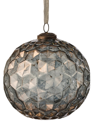 6" Honeycomb Glass Ball Ornament | Smoky Gray