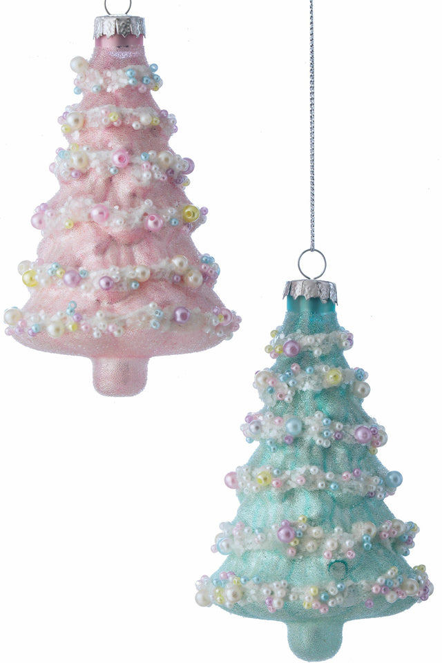 5" Glass Frosting Tree Ornament | Available in Pink & Blue