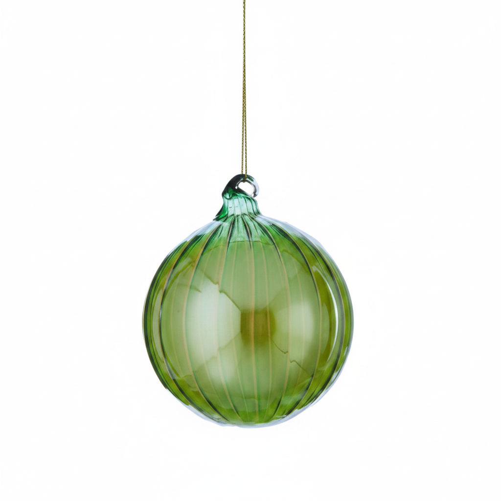 4–6" Green & Brown Glass Opulent Ball or Finial Ornament
