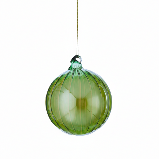 4–6" Green & Brown Glass Opulent Ball or Finial Ornament