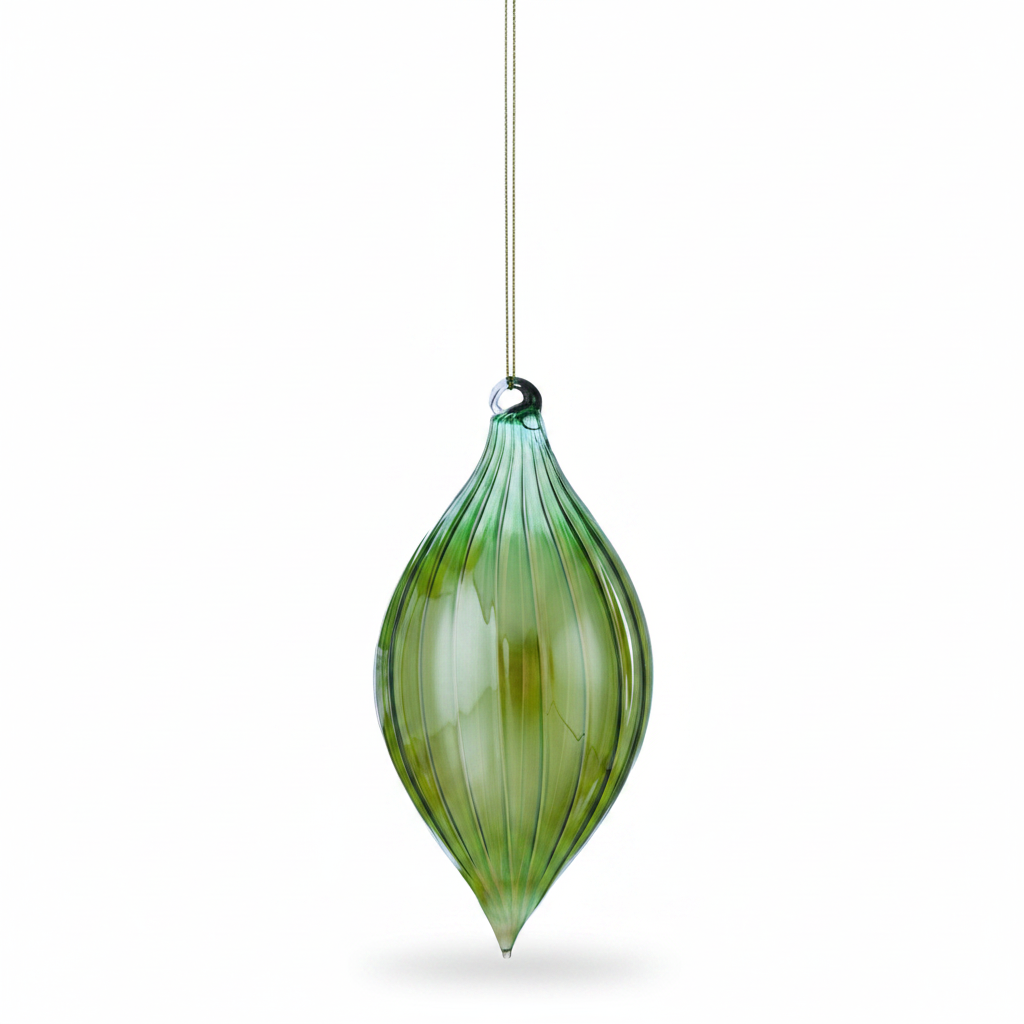4–6" Green & Brown Glass Opulent Ball or Finial Ornament