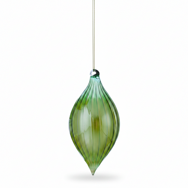 4–6" Green & Brown Glass Opulent Ball or Finial Ornament