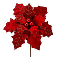 Red decorative flower with glittery texture on a white background