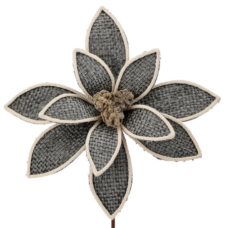 Decorative flower with gray and beige petals on a white background