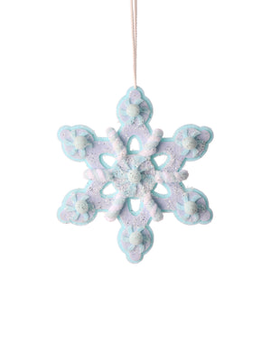 8" / 16" Felt Sugared Candy Snowflake Ornament | Available in Pink, White, or Blue