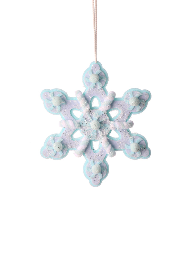 8" / 16" Felt Sugared Candy Snowflake Ornament | Available in Pink, White, or Blue