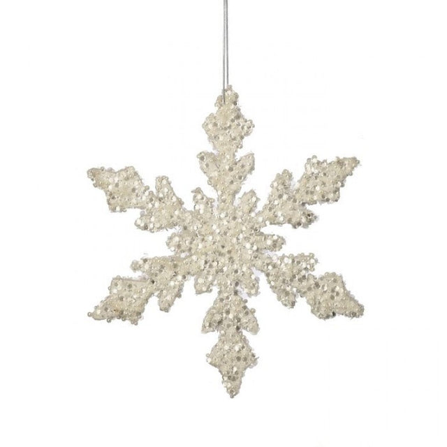12" White | Platinum Sequin/Pearl Snowflake