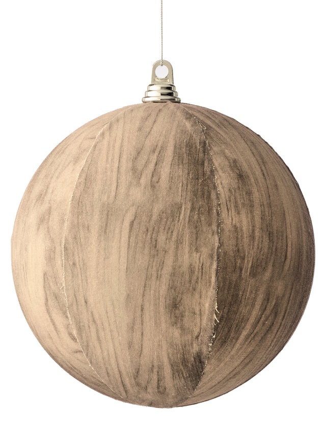 250mm / 9.84" Natural/Brown Fabric Wood Tone Ball Ornament