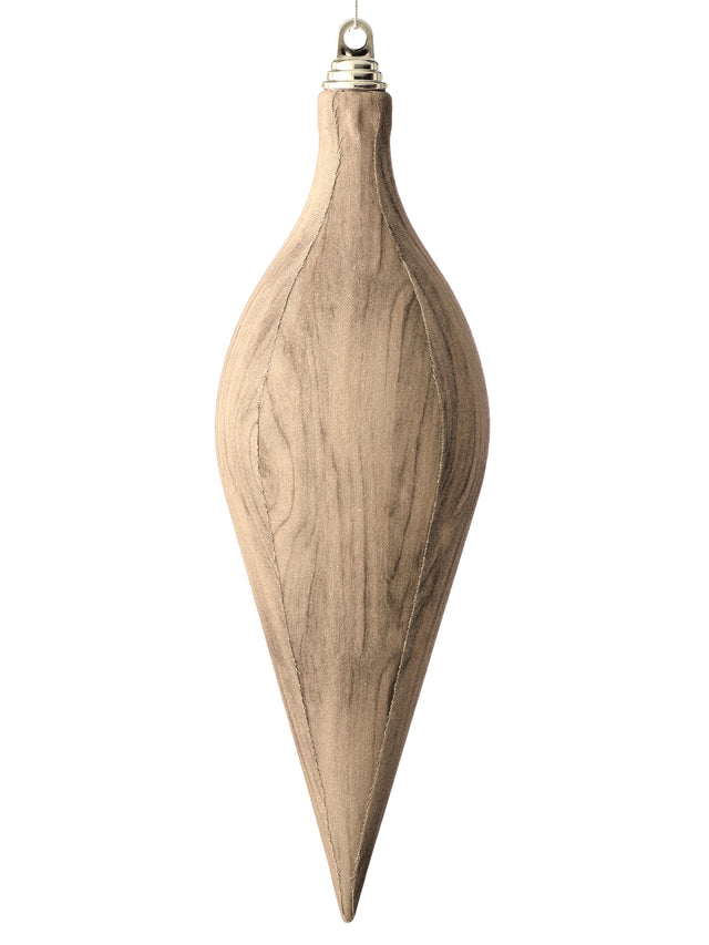 16" Natural/Brown Fabric Wood Tone Finial Ornament