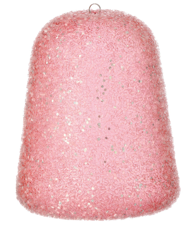 8" Glitter Bead Gum Drop Ornaments | Set of 2 | Pink or Clear Iridescent