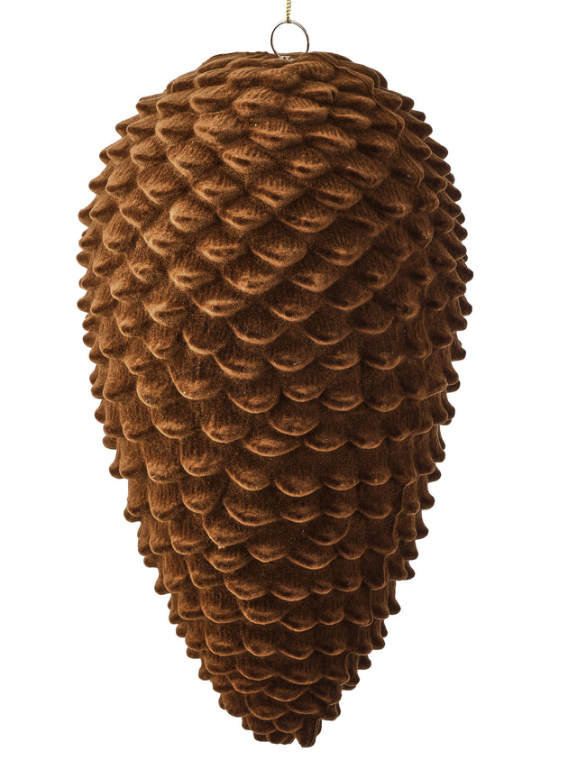 12" Brown Flocked Pine Cone Ornament