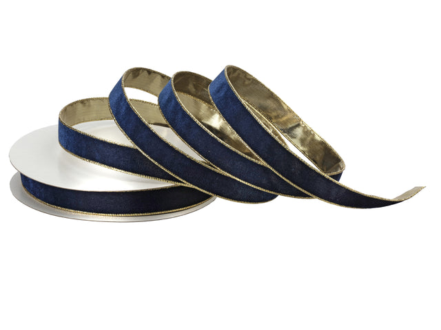 1" x 20 Yards Wired Velvet Ribbon with Metallic Edge | Available in MANY Colors