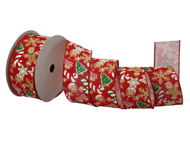 2.5" x 10 YDS Gingerbread Lane Cotton Ribbon