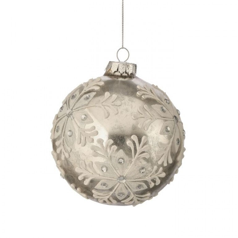 5" Silver/White Glass Snowflake Ornament