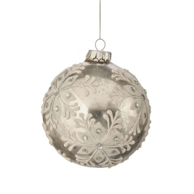 5" Silver/White Glass Snowflake Ornament