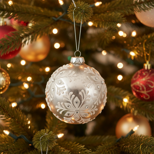 5" Silver/White Glass Snowflake Ornament