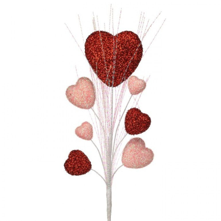 34" Red & Pink Glitter Heart Spray