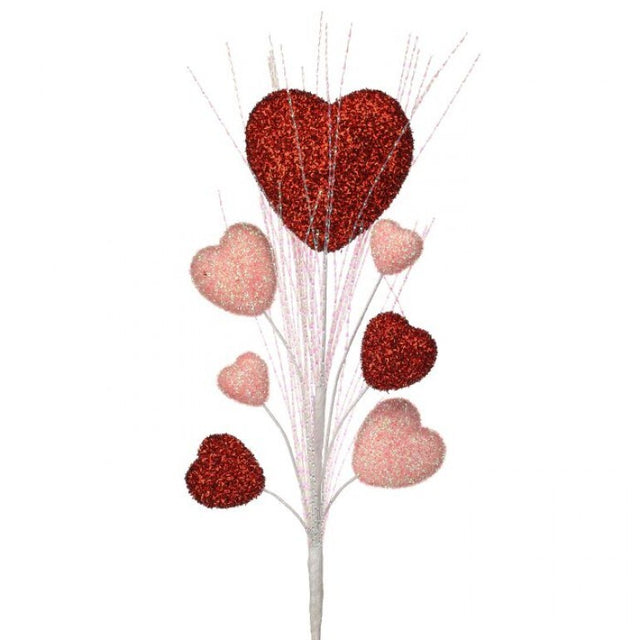 34" Red & Pink Glitter Heart Spray
