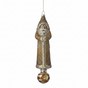 9" Brass Glass Forest Santa Finial Ornament – Two Styles Available