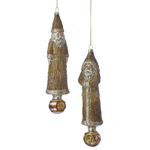 9" Brass Glass Forest Santa Finial Ornament – Two Styles Available