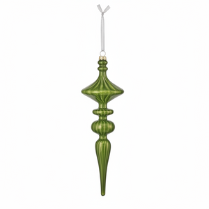 12" Green Glass Finial Evergreen Ornament – Two Styles Available