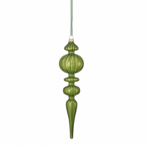12" Green Glass Finial Evergreen Ornament – Two Styles Available
