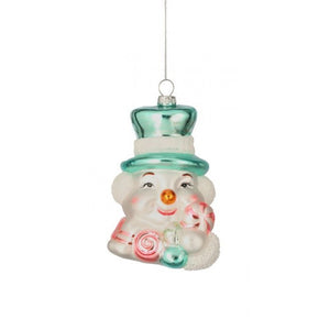 5" Pastel Glass Snowman w/Sweets Ornament