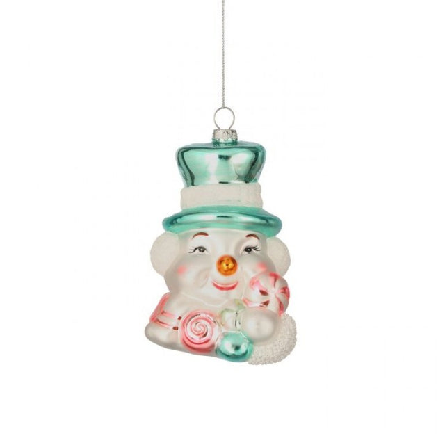 5" Pastel Glass Snowman w/Sweets Ornament