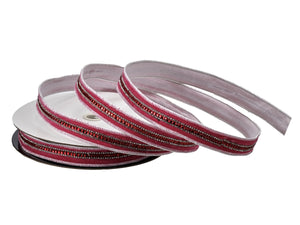1" x 5YDS Velvet Jeweled Edge Wired Ribbon | Available in Hot Pink & Red