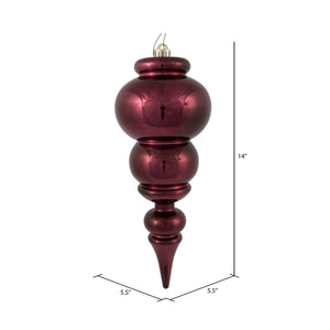 14" Burgundy Shiny Finial Ornament