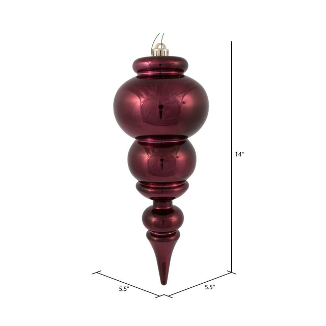 14" Burgundy Shiny Finial Ornament
