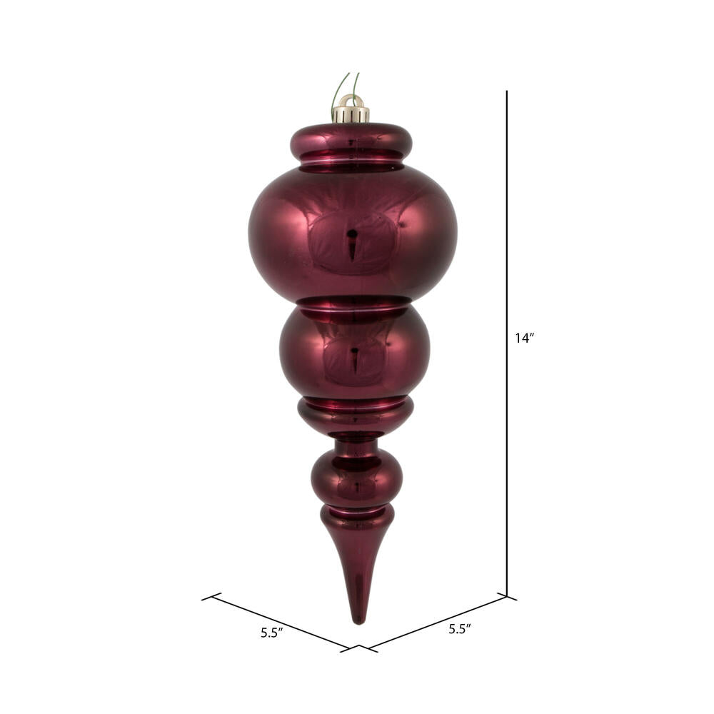 14" Shiny Finial Ornament, Champagne, Burgundy, Red, Midnight Blue, or Green