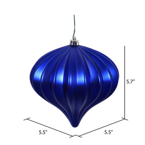 Cobalt Blue Shiny Onion Christmas Ornament 5.7", UV treated, Set of 3