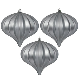Pewter Matte Onion Christmas Ornament 5.7", UV treated, Set of 3