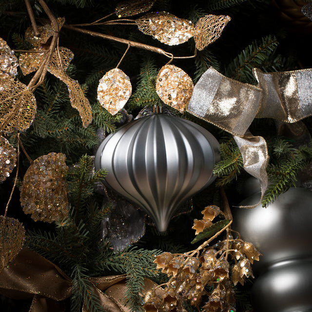 Pewter Matte Onion Christmas Ornament 5.7", UV treated, Set of 3