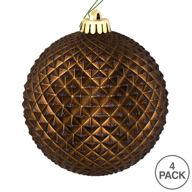 Chocolate Durian Glitter Ball Ornament 6" | 4 Per Bag